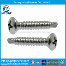 China Supplier stock stainless steel ss304 ss316 DIN7504R Cross recessed raised contersunk self-drilling tapping screws